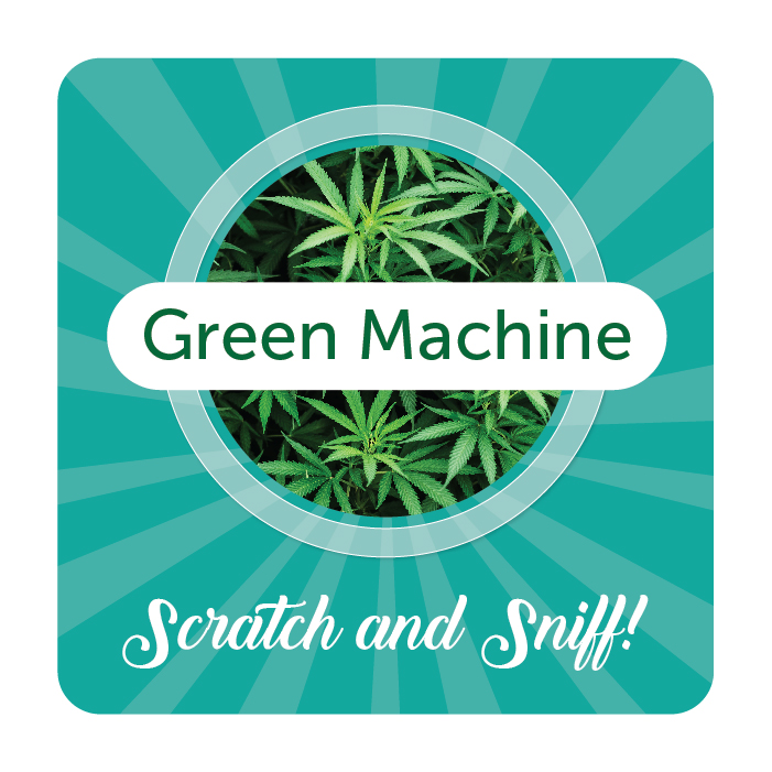 Green Machine Scratch and Sniff Label