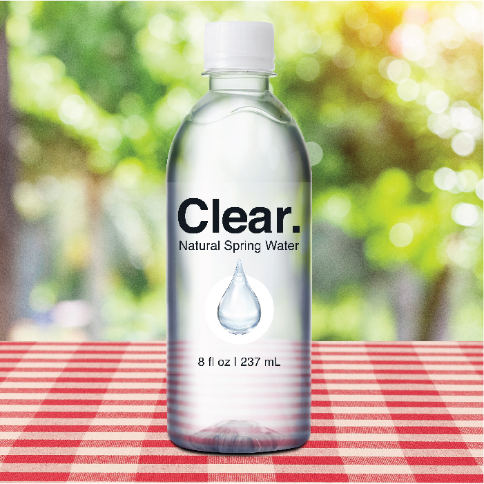 Clear Water bottle Label